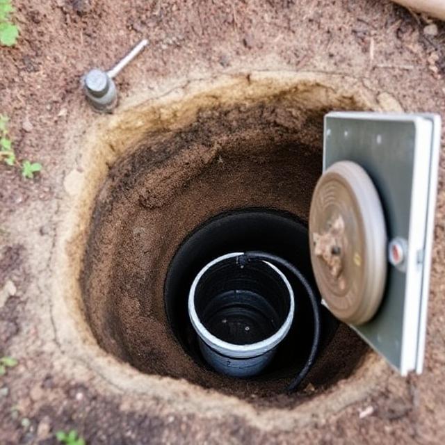 Residential septic tank pumping in Hialeah, technician vacuuming tank safely and efficiently.